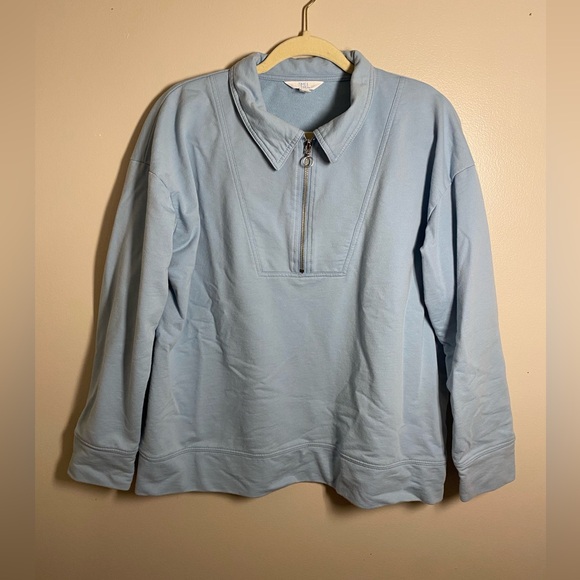 Tops - Light Blue Quarter-Zip Sweatshirt